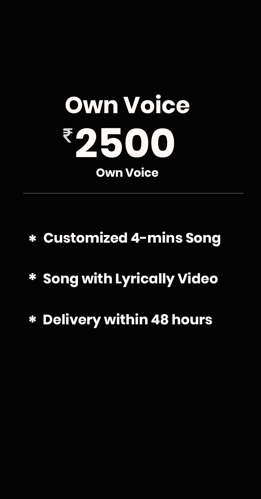 Own Voice Package - $3000